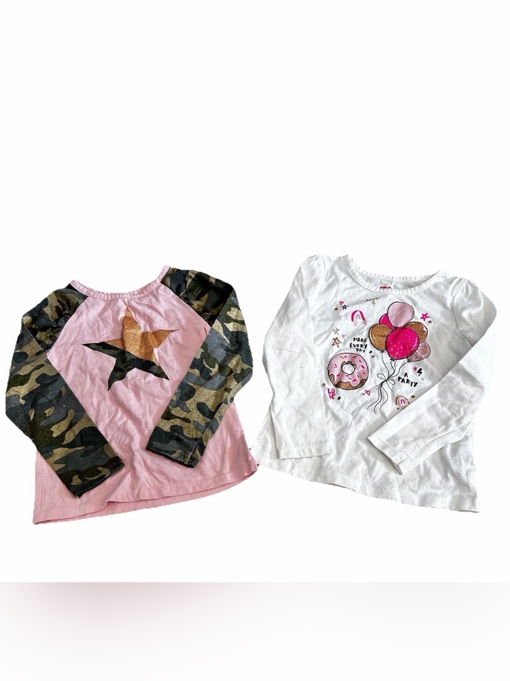 Epic Threads Girls' long sleeve shirts bundle - 2 tops, pink, green and white